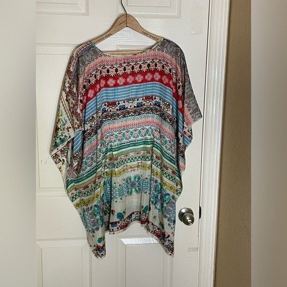 Johnny Was Poncho Blouse, Boho Pullover with Buttons, multi Large​​​​​​​​​​​ - Picture 9 of 11